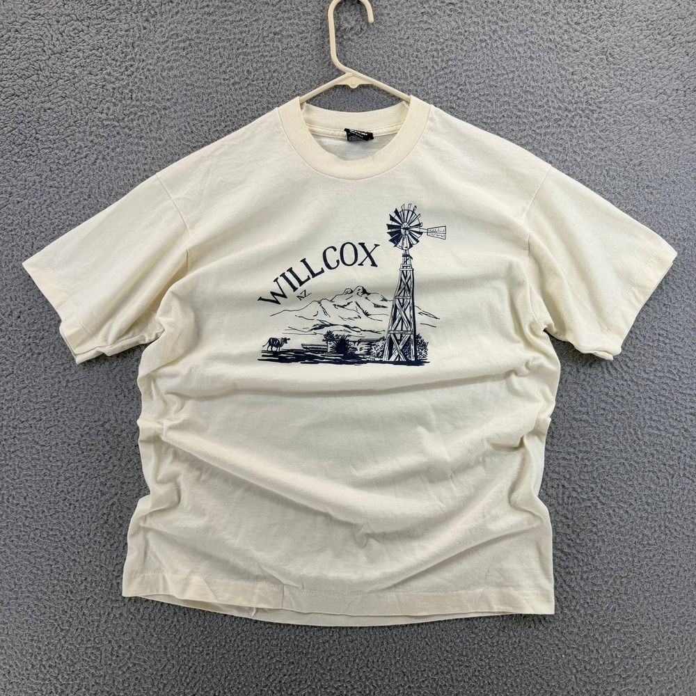 Vintage Fruit of‎ the Loom Willcox Arizona Windmill T Shirt Mens Large Cream USA